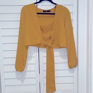 Yellow wrap around tie top